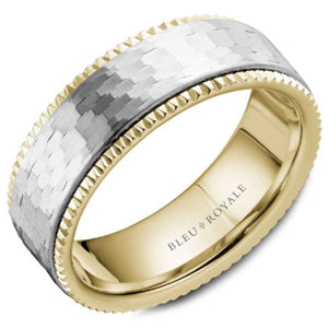 Bleu Royale Two Tone Yellow & White Gold Frosted Center Wedding Band