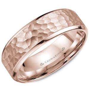 CrownRing Hammered with High Polished Edges Wedding Band