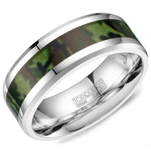 Load image into Gallery viewer, CrownRing White Cobalt Green Camouflage Wedding Band
