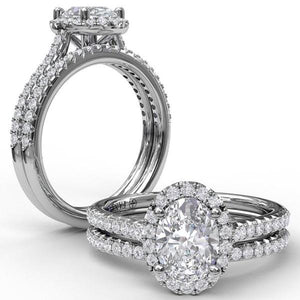 Fana Classic Oval Halo Prong Set Diamond Engagement Ring