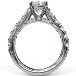 Fana Large Round Side Diamond Shared Prong Diamond Engagement Ring