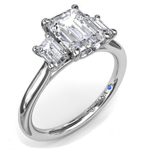 Load image into Gallery viewer, Fana Three Stone Emerald Cut Diamond Engagement Ring
