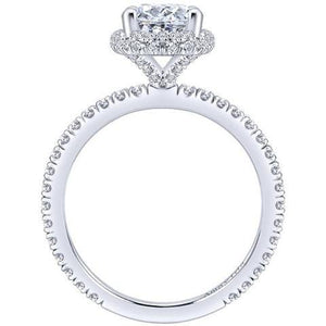 Forever One Oval Cut Moissanite Halo Diamond Engagement Ring