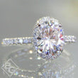 Load image into Gallery viewer, Forever One Oval Cut Moissanite Halo Diamond Engagement Ring
