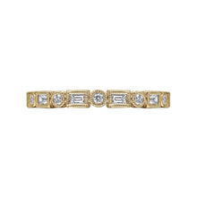 Load image into Gallery viewer, Gabriel Baguette &amp; Round Cut Diamond Stackable Ring with Milgrain Finish
