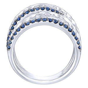 Gabriel & Co. Sterling Silver Blue Sapphire Wave Ring
