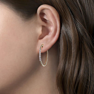Gabriel & Co. 30mm Bujukan Diamond Classic Hoop Earrings