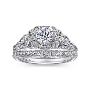 Gabriel & Co. "Abel" Round Halo Vintage Diamond Engagement Ring