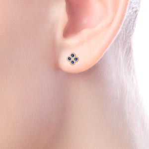 Gabriel & Co. Blue Sapphire Flower Cluster Diamond Stud Earrings