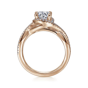Gabriel & Co. "Courtney" Twist Diamond Halo Engagement Ring