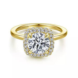 Gabriel & Co. "Graham" Cushion Halo Diamond Engagement Ring