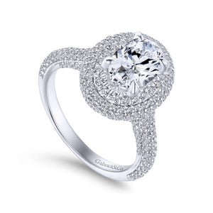 Gabriel & Co. "Lolita" Oval Double Halo Prong Set Diamond Engagement Ring