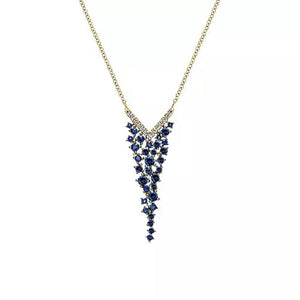 Gabriel & Co. Lusso Blue Sapphire & Diamond "Waterfall" Necklace