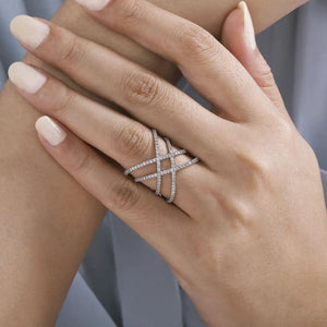 Gabriel & Co. "Lusso" Criss Cross Contemporary Diamond Fashion Ring