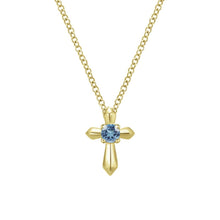 Load image into Gallery viewer, Gabriel &amp; Co. Sky Blue Topaz Cross Pendant
