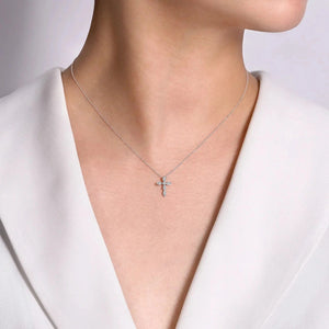 Gabriel & Co. Small Marquise Shaped Diamond Cross Pendant