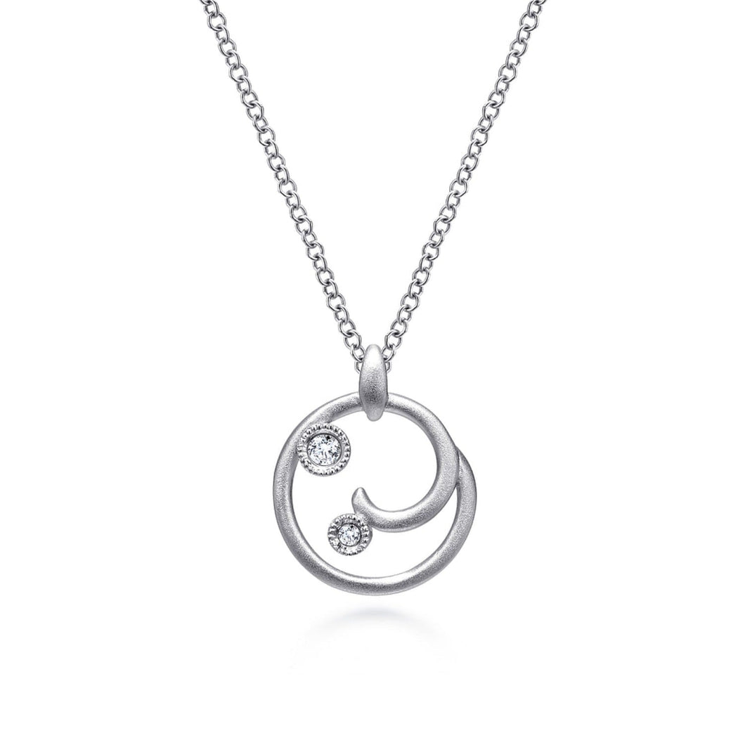 Gabriel & Co. Sterling Silver Diamond Swirl Pendant Necklace