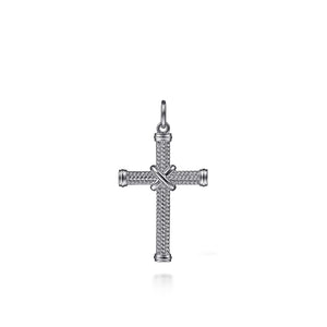 Gabriel & Co. Sterling Silver Twisted Rope Cross Pendant with "X" Center