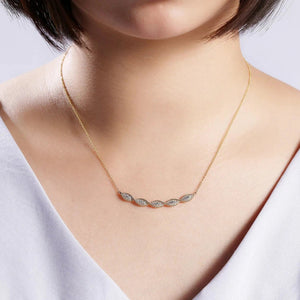 Gabriel & Co. Twisted Curved Diamond Bar Necklace