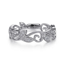 Load image into Gallery viewer, Gabriel &amp; Co. Vintage Style Floral Leaf Stackable Ring
