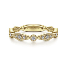 Load image into Gallery viewer, Gabriel &amp; Co. &quot;Vintage&quot; Style Milgrain Stackable Diamond Ring
