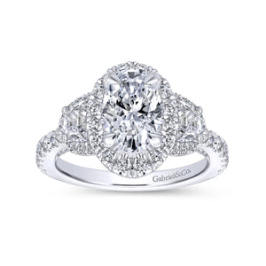 Gabriel & Co."Waltz" Diamond Engagement Ring Featuring Half Moon Diamonds