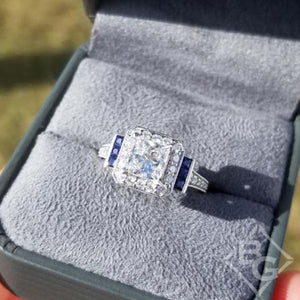 Gabriel & Co. Vintage Style Blue Sapphire & Diamond Engagement Ring