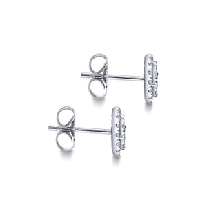 Gabriel Pave Set Diamond Halo Round Cluster Earrings
