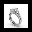 Load and play video in Gallery viewer, Fana Three Stone Halo Large Oval Center Diamond Engagement Ring
