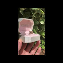 Load and play video in Gallery viewer, Kirk Kara  White &amp; Rose GoldPirouetta Large Princess Cut Halo Diamond Engagement Ring Video in box 
