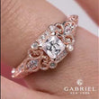 Load and play video in Gallery viewer, Gabriel &amp; Co. &quot;Abel&quot; Princess Cut Diamond Halo Engagement Ring
