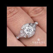 Load and play video in Gallery viewer, Gabriel &amp; Co. &quot;Columbus&quot; Art Deco Style Halo Diamond Engagement Ring
