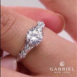 Load and play video in Gallery viewer, Gabriel &amp; Co. Amavida &quot;Chelsea&quot; Round Cut Diamond Engagement Ring
