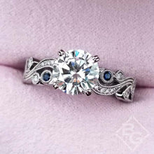 Load image into Gallery viewer, Kirk Kara Angelique Scroll Work Blue Sapphire Engagement Ring
