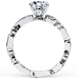 Kirk Kara White Gold "Angelique" Scroll Work Diamond Engagement Ring Side View