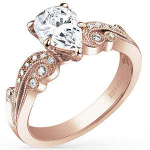 Kirk Kara "Angelique" Scroll Work Pear Cut Diamond Engagement Ring