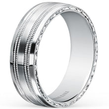 Load image into Gallery viewer, Kirk Kara White Gold &quot;Artin&quot; Satin Finish Wedding Band Angled Side View

