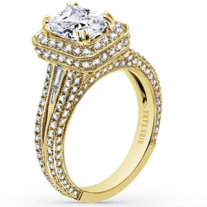 Kirk Kara "Carmella" Emerald Cut Halo Pave Diamond Engagement Ring
