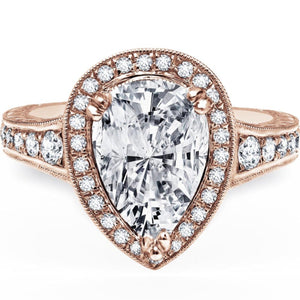 Kirk Kara "Carmella" Pear Shaped Halo Diamond Engagement Ring