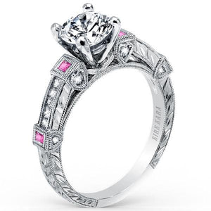 Kirk Kara "Carmella" Pink Sapphire and Diamond Bezel Set Engagement Ring