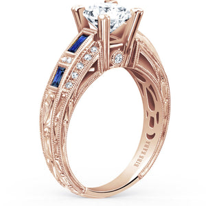 Kirk Kara" Charlotte" Baguette Cut Blue Sapphire Diamond Engagement Ring