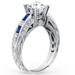 Load image into Gallery viewer, Kirk Kara White Gold &quot;Charlotte&quot; Baguette Cut Blue Sapphire Diamond Engagement Ring Angled Side View
