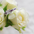 Load image into Gallery viewer, Kirk Kara White Gold &quot;Charlotte&quot; Baguette Cut Purple Amethyst Diamond Engagement Ring On Flower
