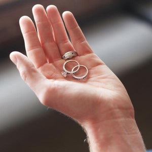 Kirk Kara White Gold "Charlotte" Blue Sapphire Diamond Engagement Ring Set in Hand