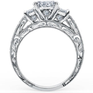 Kirk Kara White Gold "Charlotte" Emerald Cut Three Stone Diamond Engagement Ring
