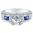 Load image into Gallery viewer, Kirk Kara White Gold &quot;Charlotte&quot; Kite Cut Wide Blue Sapphire Diamond Engagement Ring Front View

