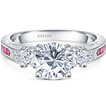 Load image into Gallery viewer, Kirk Kara &quot;Charlotte&quot; Pink Sapphire Three Stone Diamond Engagement Ring
