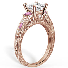Load image into Gallery viewer, Kirk Kara &quot;Charlotte&quot; Three Stone Pink Sapphire Engagement Ring
