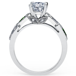 Kirk Kara "Dahlia" Green Tsavorite Garnet Leaf Diamond Engagement Ring