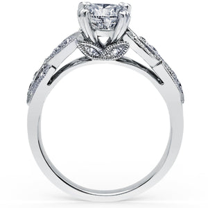 Kirk Kara White Gold "Dahlia" Leaf Diamond Engagement Ring Side View